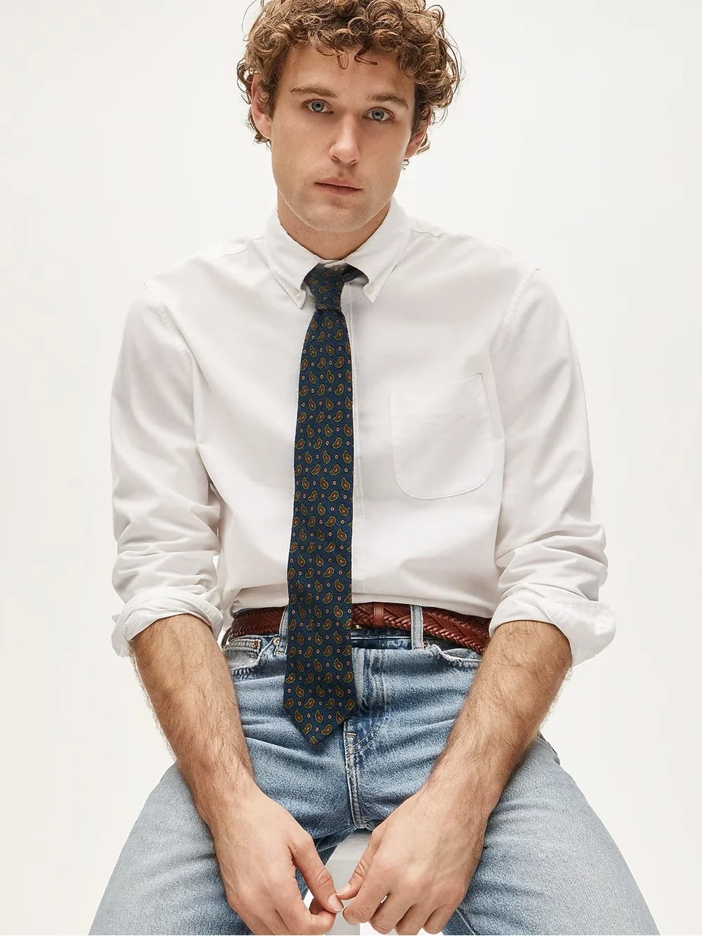 J. Crew Classic Tall Broken-in organic cotton oxford shirt in White LT $98 BG423